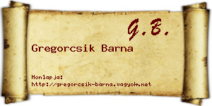 Gregorcsik Barna névjegykártya